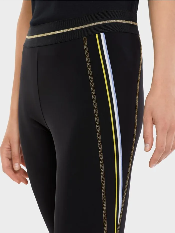 Damen Marc Cain Hosen Leggings Mit Galonstreifen Black