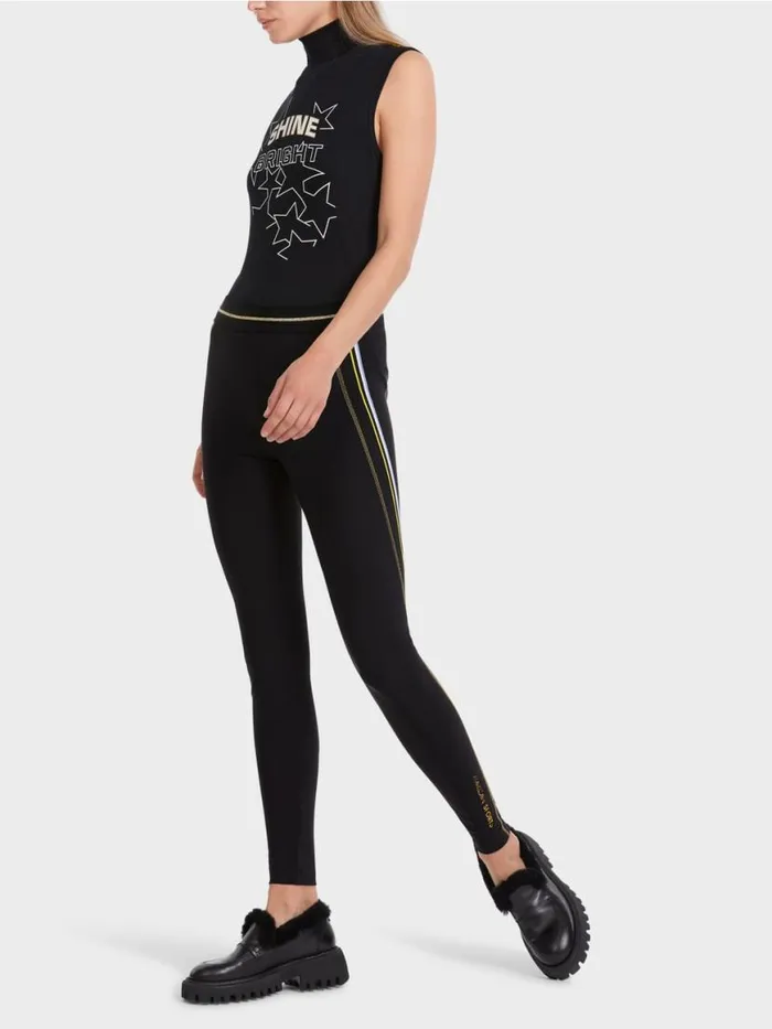 Damen Marc Cain Hosen Leggings Mit Galonstreifen Black