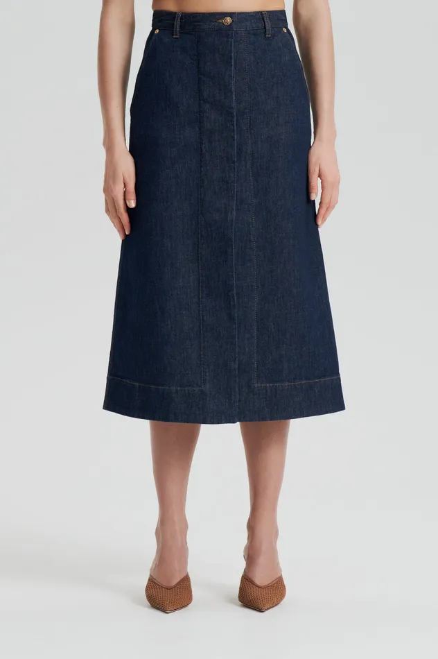 DENIM SKIRT INDIGO Women Skirts Scanlan Theodore DENIM SKIRT INDIGO Women Skirts Scanlan Theodore