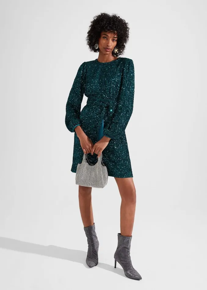 Dresses and Jumpsuits Women HOBBS Bette Sequin Dress Evergreen