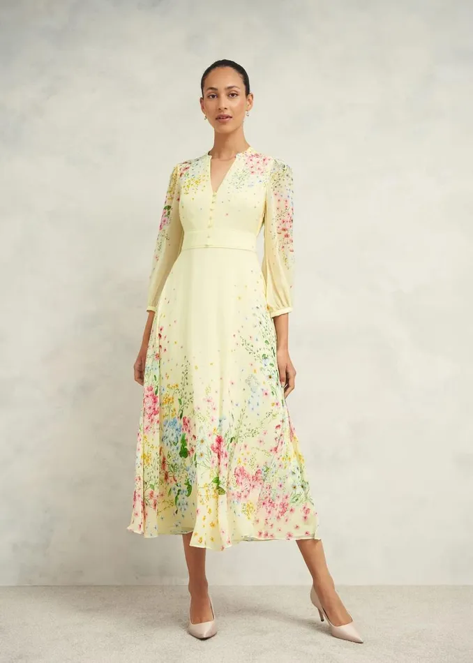Dresses and Jumpsuits Women HOBBS Emma Silk Dress Yellow Multi