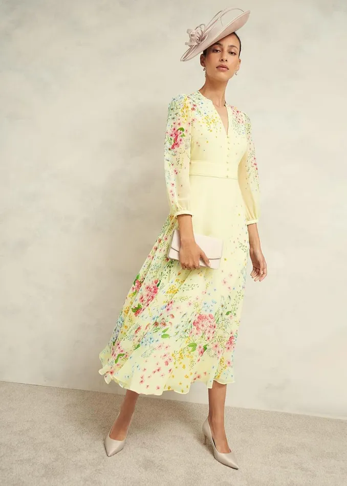 Dresses and Jumpsuits Women HOBBS Emma Silk Dress Yellow Multi