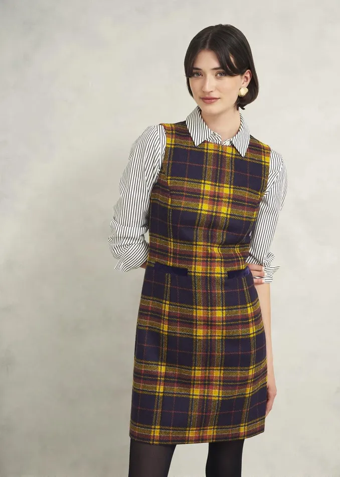 Dresses and Jumpsuits Women HOBBS Margot Wool Dress Navy Ochre