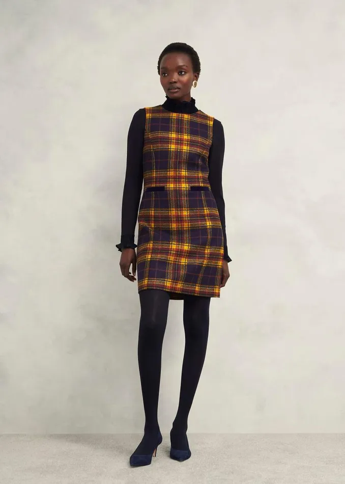 Dresses and Jumpsuits Women HOBBS Margot Wool Dress Navy Ochre