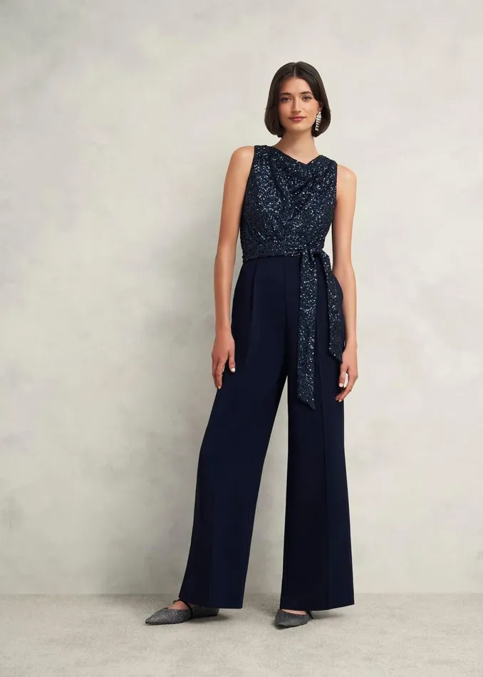 Dresses and Jumpsuits Women HOBBS Zuri Sequin Jumpsuit Midnight Navy
