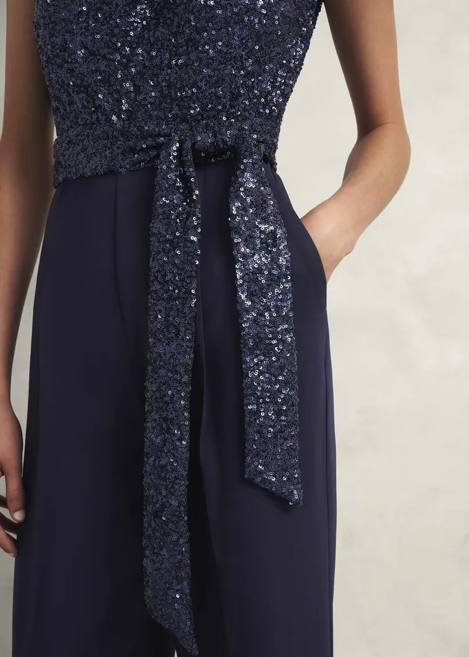 Dresses and Jumpsuits Women HOBBS Zuri Sequin Jumpsuit Midnight Navy
