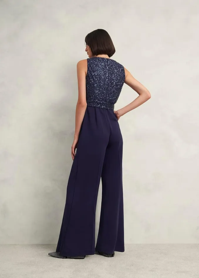 Dresses and Jumpsuits Women HOBBS Zuri Sequin Jumpsuit Midnight Navy