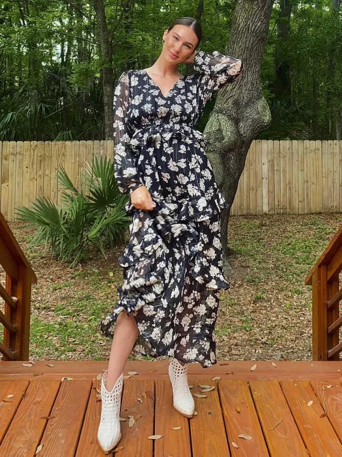Dresses Clothing Jessica Simpson Baianca Maxi Dress In Pressed Florets Black