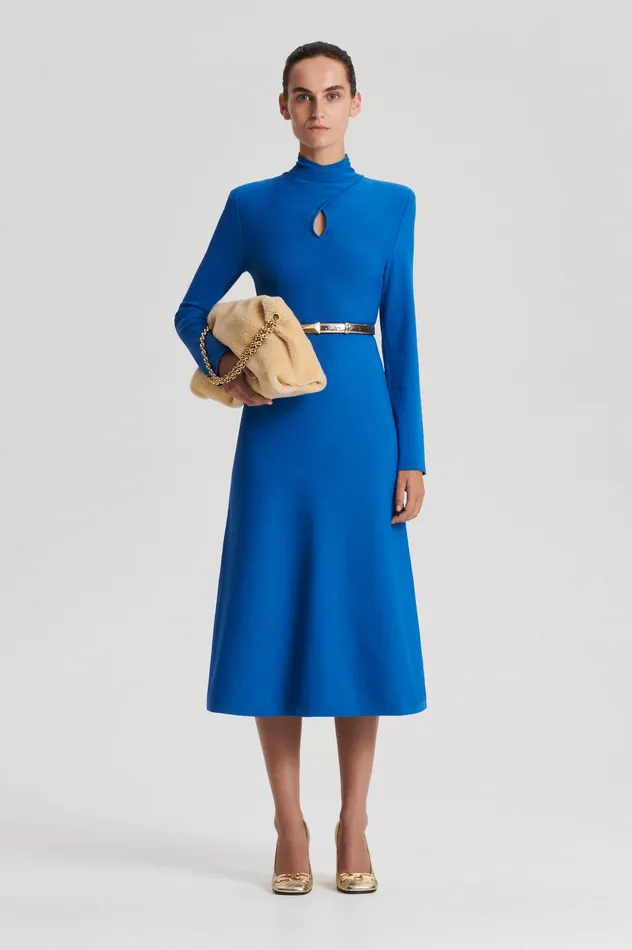 Dresses CREPE KNIT TURBAN TWIST DRESS PRUSSIANBLUE 8211 Scanlan Theodore Women