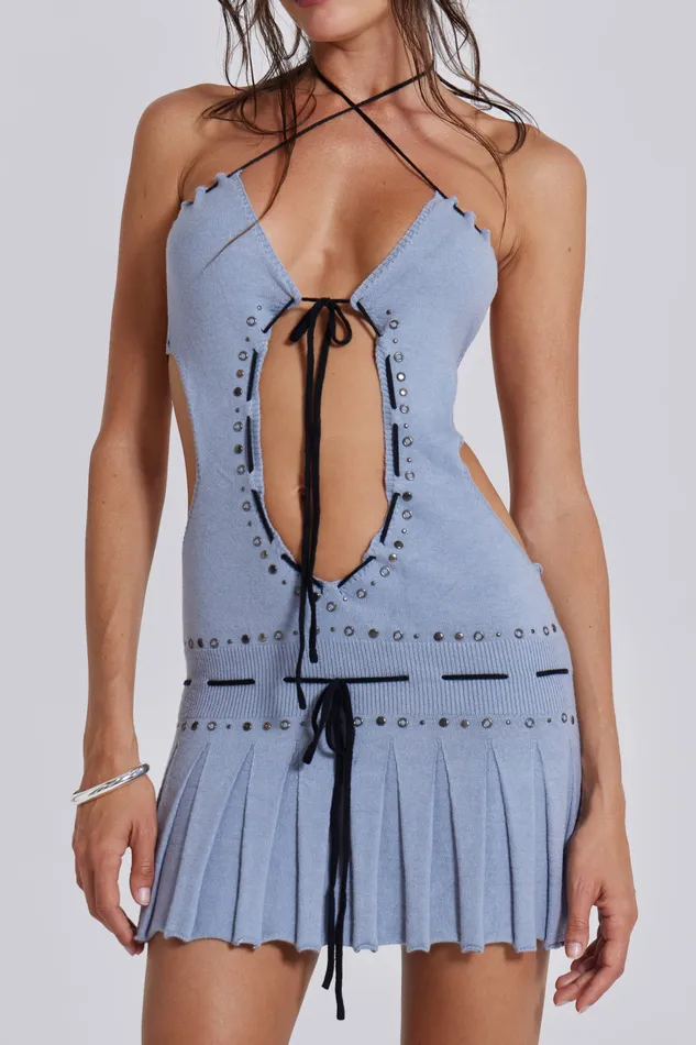 Dresses Jaded London Women Shop Sienna Knitted Studded Tie Mini Dress