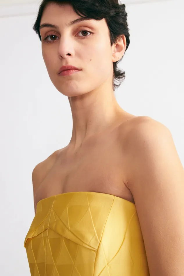 Dresses Pola Strapless Dress In Lemon Embossed Cloque Emilia Wickstead Women