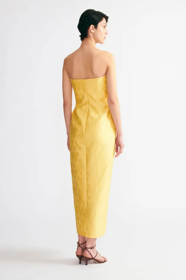 Dresses Pola Strapless Dress In Lemon Embossed Cloque Emilia Wickstead Women