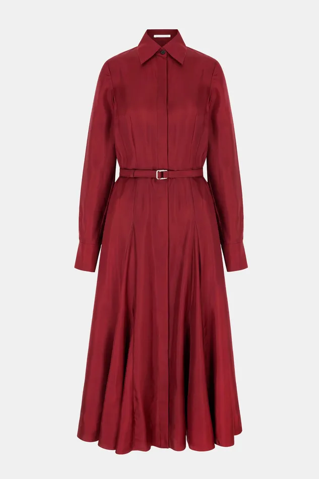 Dresses Women Emilia Wickstead Riko Dress In Burgundy Silk Twill
