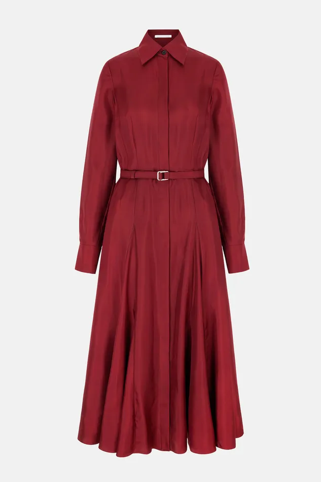 Dresses Women Emilia Wickstead Riko Dress In Burgundy Silk Twill