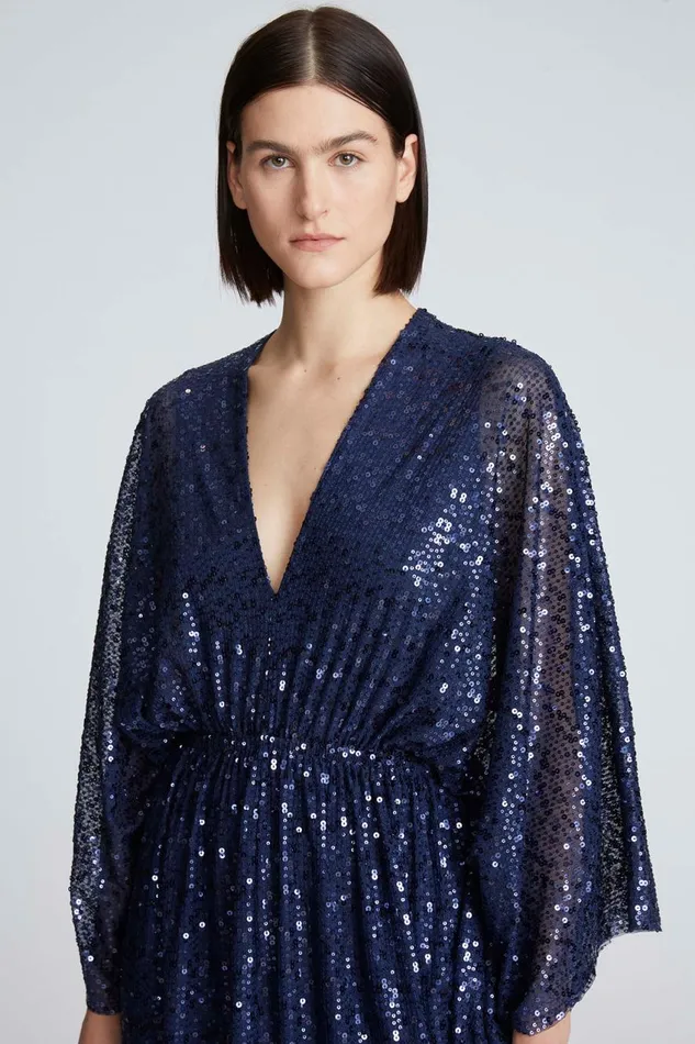 Dresses Women Halston Catalina Dress In Sequins Navy