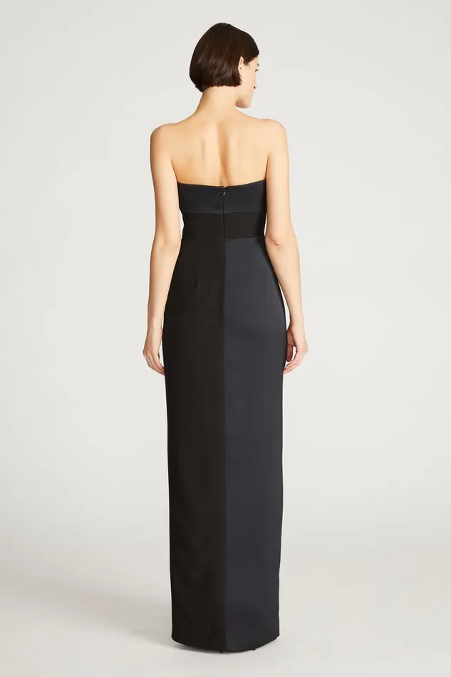 Dresses Women Halston Esther Gown In Crepe And Satin Black