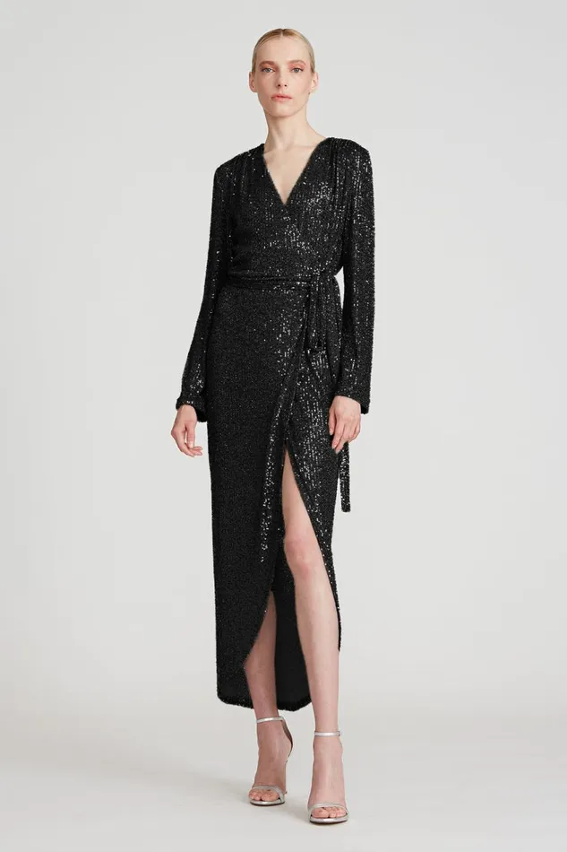 Dresses Women Halston Falan Sequin Cocktail Dress Black