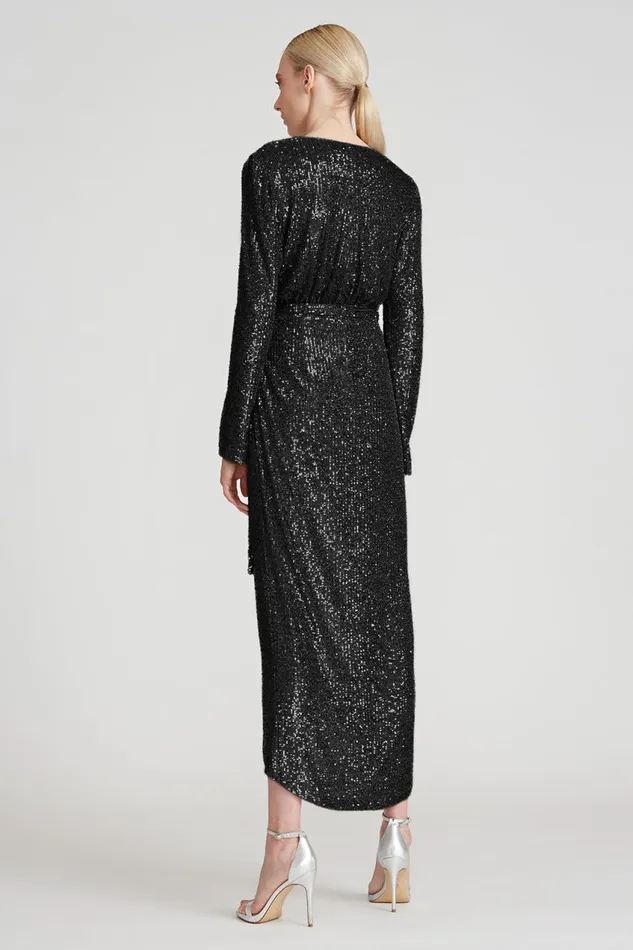 Dresses Women Halston Falan Sequin Cocktail Dress Black