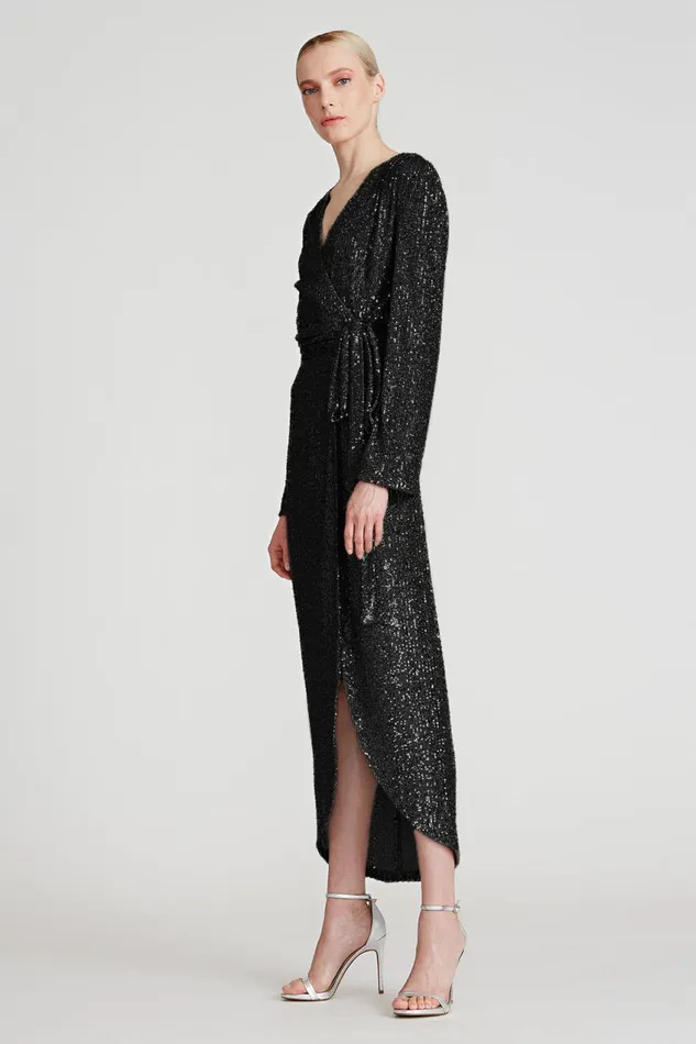 Dresses Women Halston Falan Sequin Cocktail Dress Black