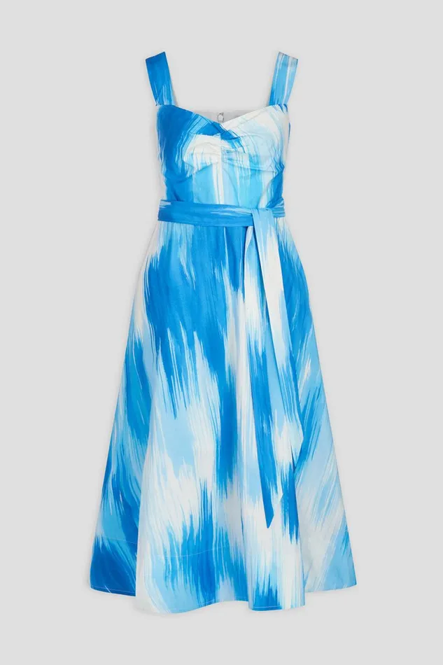Dresses Women Halston Jayden Dress In Printed Poplin Ocean Warp Print Dresses Women Halston Jayden Dress In Printed Poplin Ocean Warp Print
