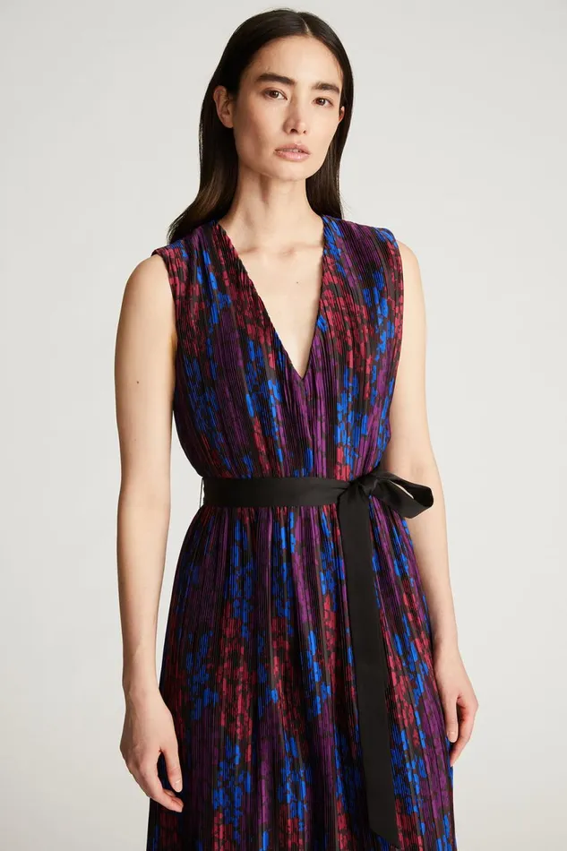 Dresses Women Halston Kieran Dress In Printed Pleat Multi Floral Print