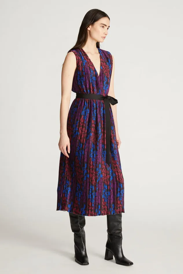 Dresses Women Halston Kieran Dress In Printed Pleat Multi Floral Print