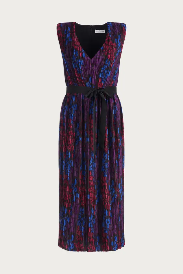 Dresses Women Halston Kieran Dress In Printed Pleat Multi Floral Print