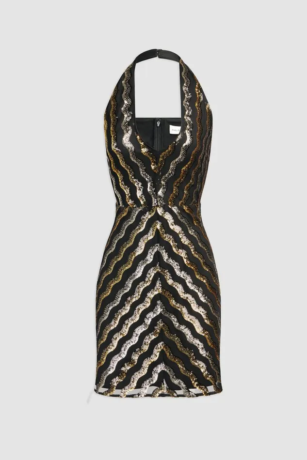 Dresses Women Halston Nidya Dress In Wavy Sequin Gold And Silver
