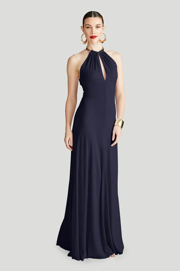 Dresses Women Halston Oriana Gown In Matte Jersey Navy