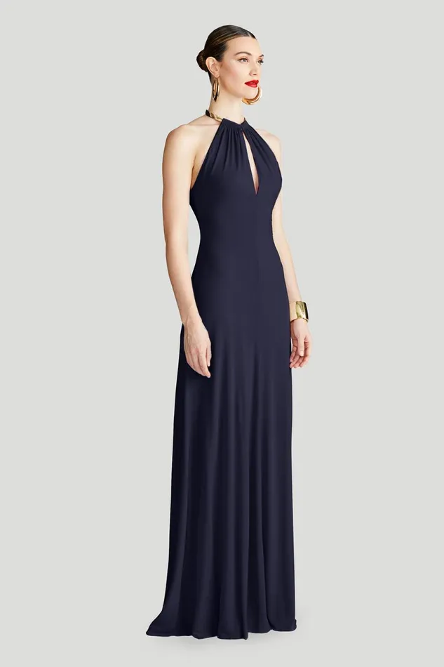 Dresses Women Halston Oriana Gown In Matte Jersey Navy