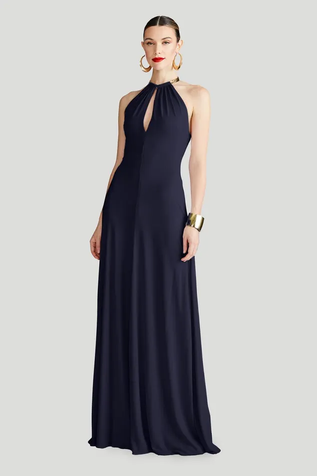 Dresses Women Halston Oriana Gown In Matte Jersey Navy