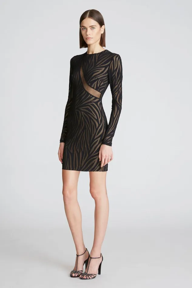 Dresses Women Halston Tatum Dress In Zebra Burnout Black