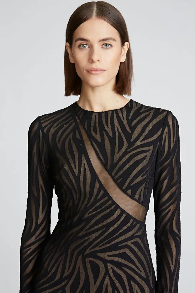 Dresses Women Halston Tatum Dress In Zebra Burnout Black