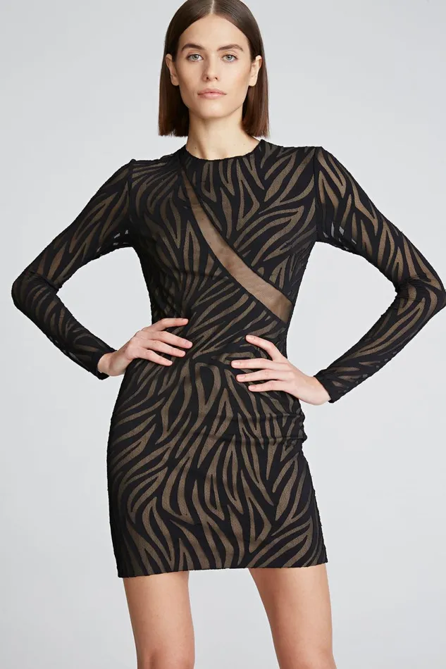 Dresses Women Halston Tatum Dress In Zebra Burnout Black