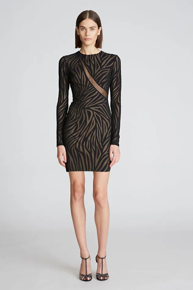 Dresses Women Halston Tatum Dress In Zebra Burnout Black