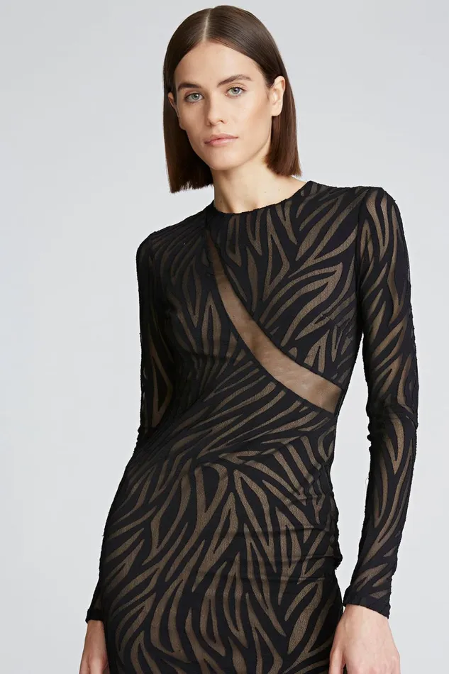 Dresses Women Halston Tatum Dress In Zebra Burnout Black