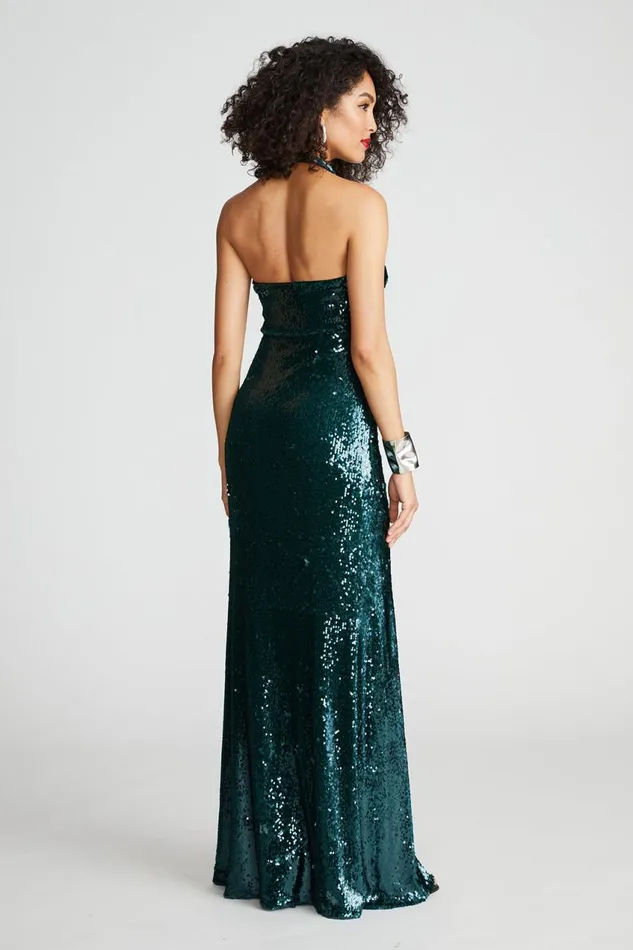 Dresses Women Halston Tova Gown In Tinted Sequin Atlantic