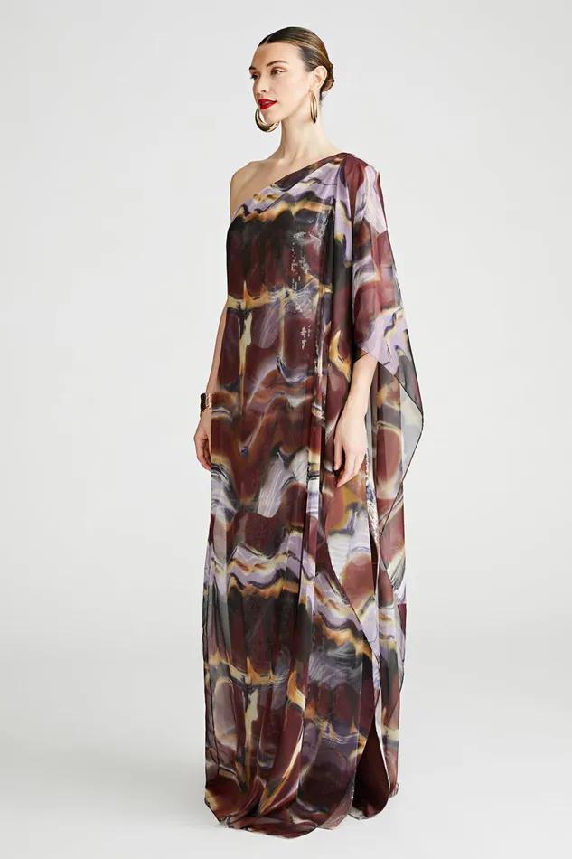 Dresses Women Halston Ushi Gown In Sequin and Chiffon Earth Strata