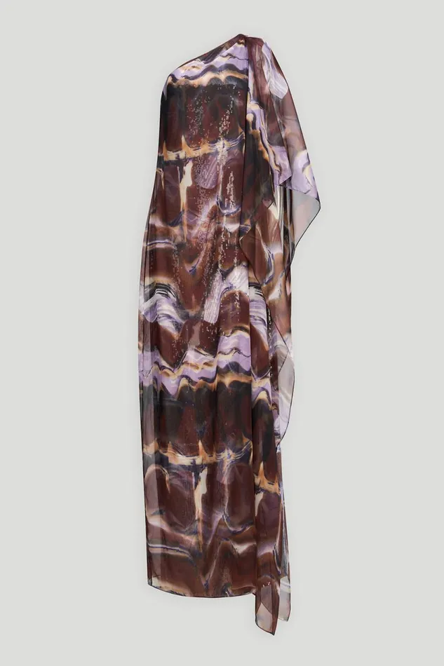 Dresses Women Halston Ushi Gown In Sequin and Chiffon Earth Strata