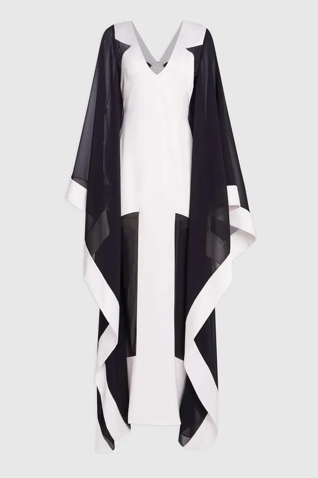 Dresses Women Halston Yara Gown In Satin and Chiffon Whiteblack
