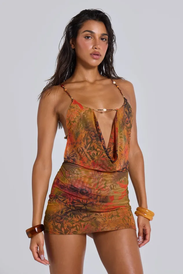 Dresses Women Hina Backless Mini Dress With Beaded Trims Jaded London