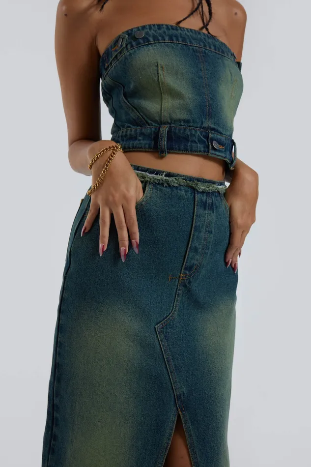 Dresses Women Jaded London Shop Liberty 2 In 1 Detachable Denim Blue Midi Dress