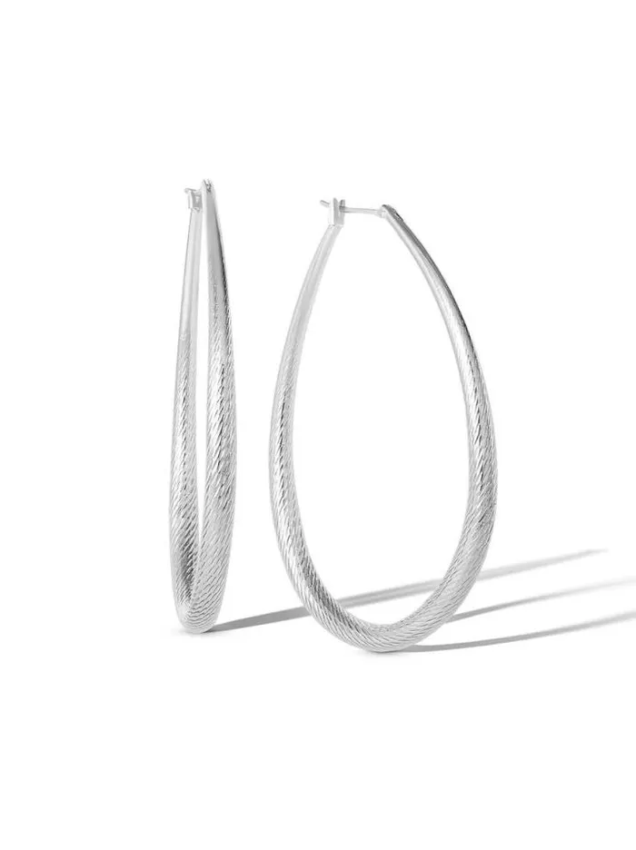 Earrings Accessories Jessica Simpson Oval Textured Hoop Earrings In Silver