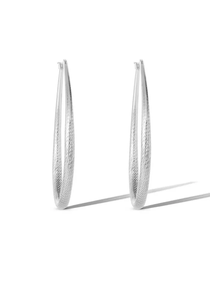 Earrings Accessories Jessica Simpson Oval Textured Hoop Earrings In Silver