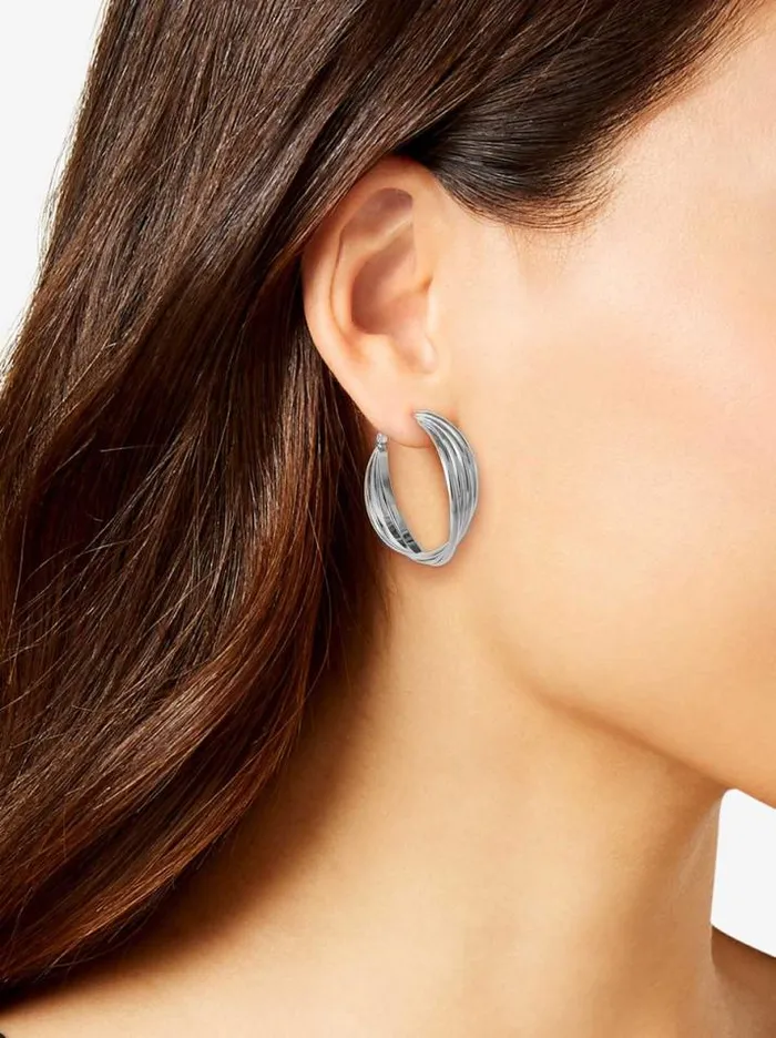Earrings Accessories Jessica Simpson Twisted Layered Hoop Earrings In Silver