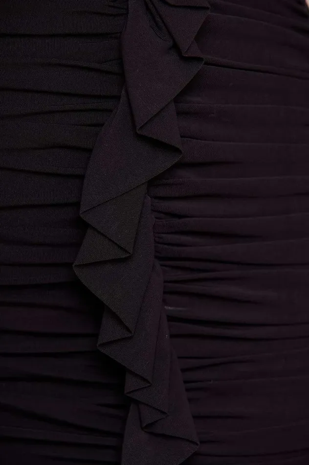 Ebony Rouched Long Sleeve Micro Mini Dress Black Women Needle and Thread Dresses