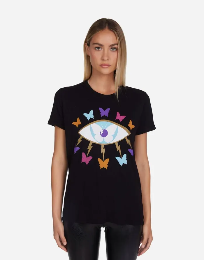 Edda Butterfly Eye Black Women039s Lauren Moshi Short Sleeve