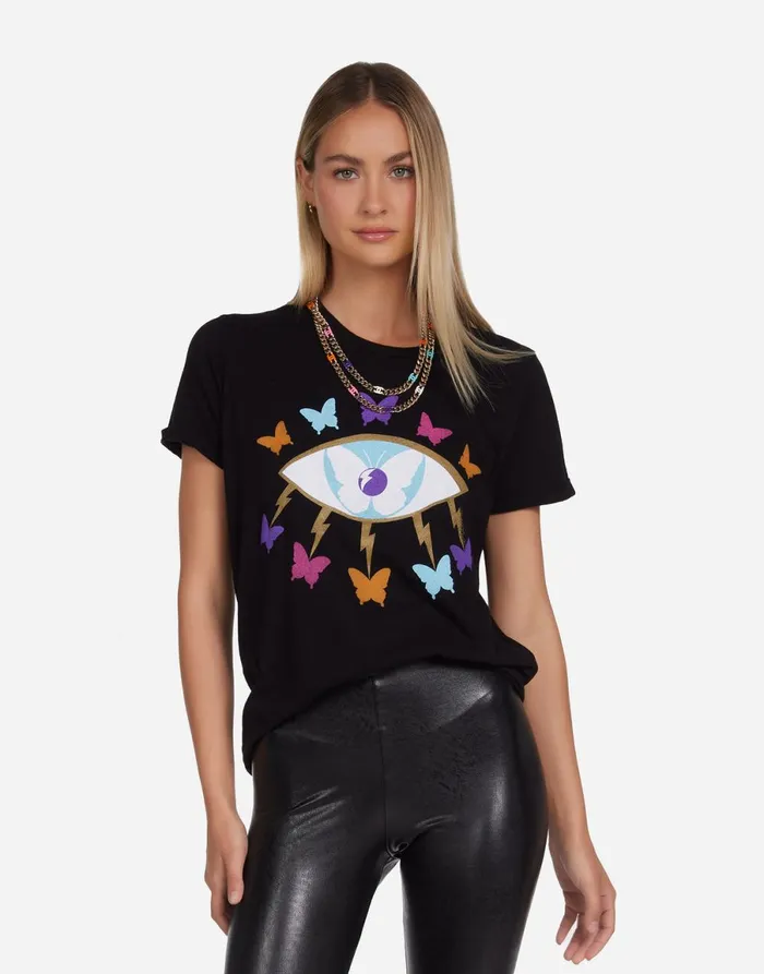 Edda Butterfly Eye Black Women039s Lauren Moshi Short Sleeve
