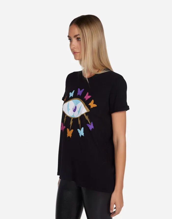Edda Butterfly Eye Black Women039s Lauren Moshi Short Sleeve