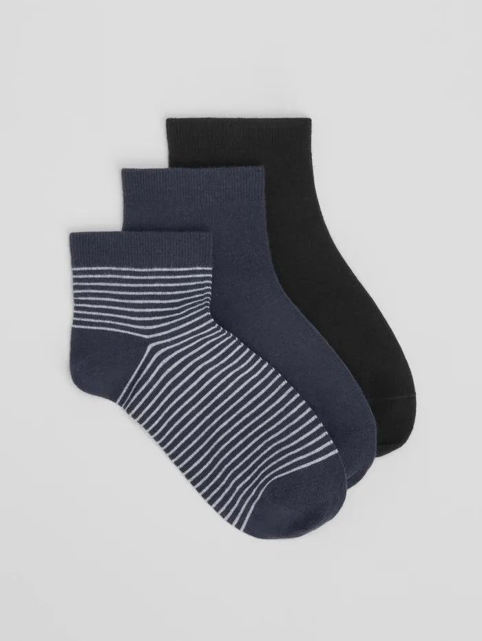 Eileen Fisher Accessories Cotton Ankle Sock 3Pack Ocean 8211 Shop